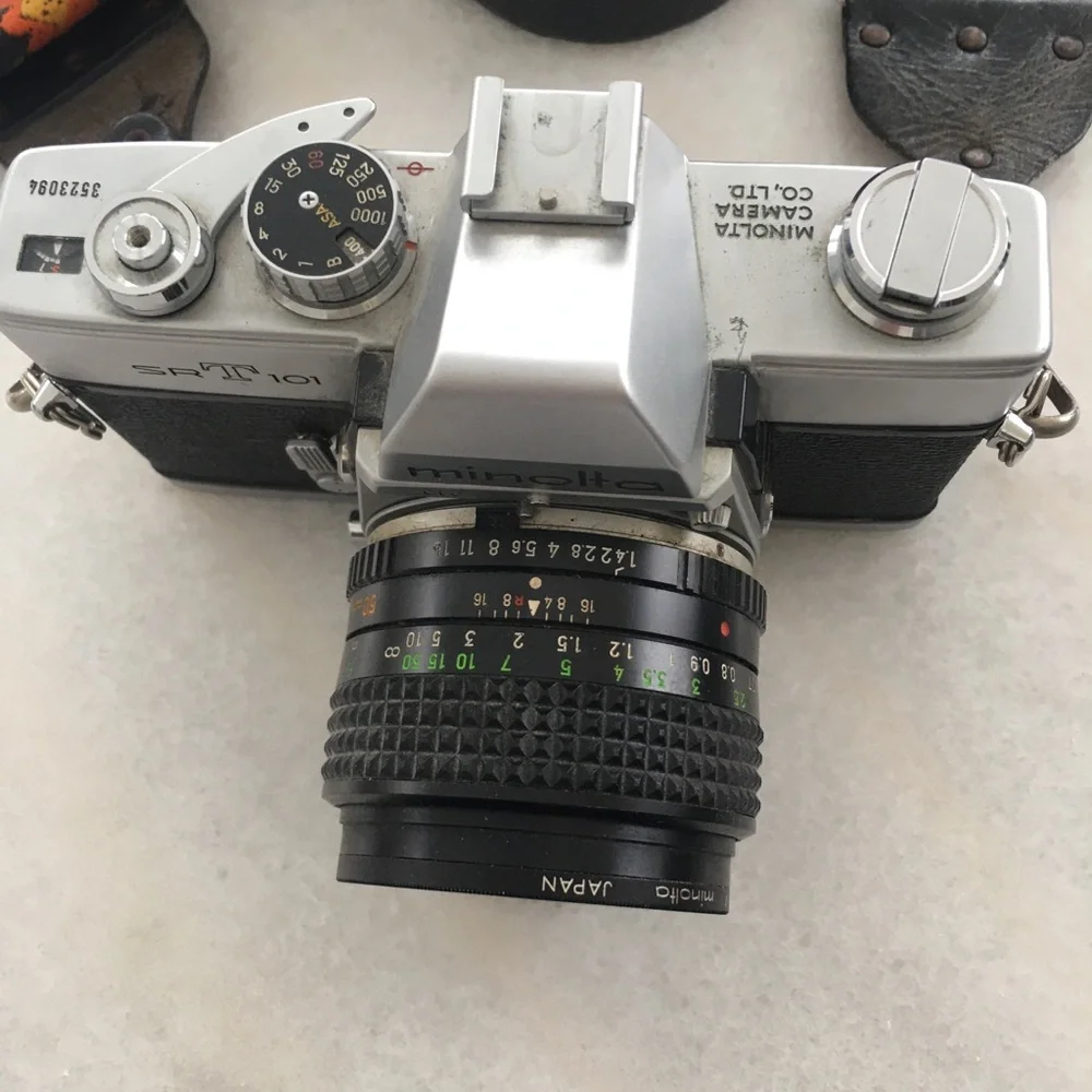 Vintage Minolta SR-T 101 Black and Silver Camera